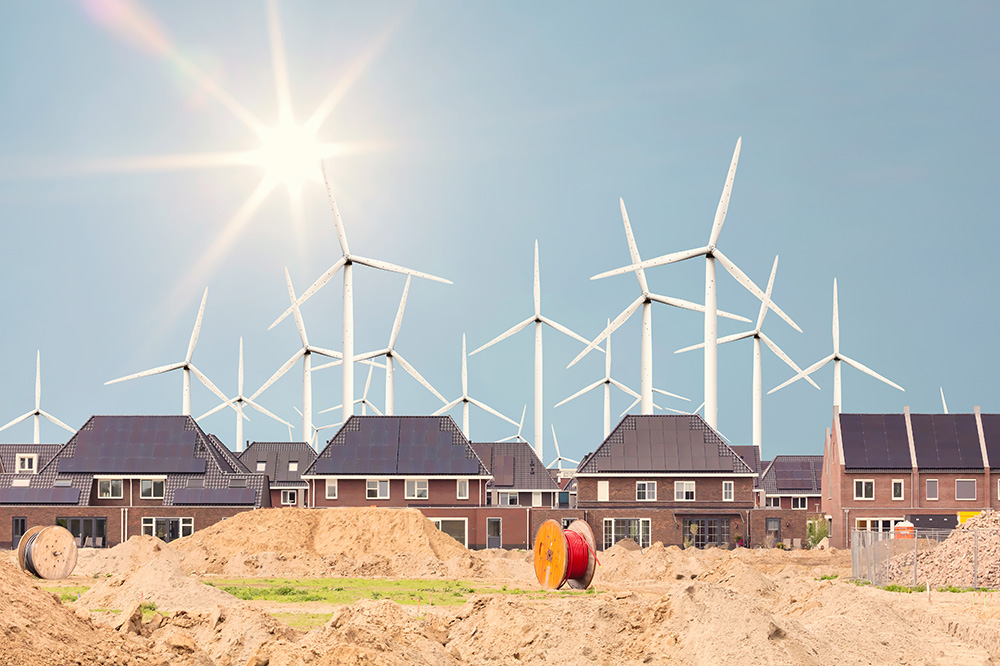 Windmills and houses